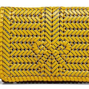 Anya Hindmarch Lemon Curd Yellow Neeson Woven Clutch Calf Leather Bag